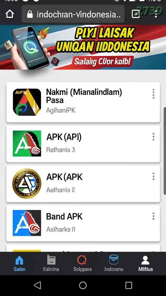 Cuplikan layar MG585 — aktivitas